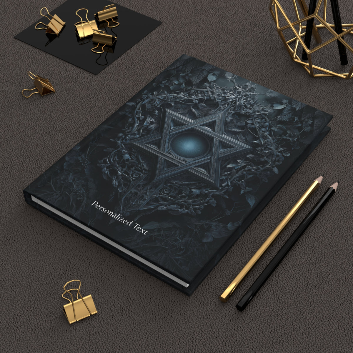 Gothic Star of David Journal, Gothic Mystical Notebook, Dark Esoteric Grimoire, Personalized Hardcover & Spiral Journal
