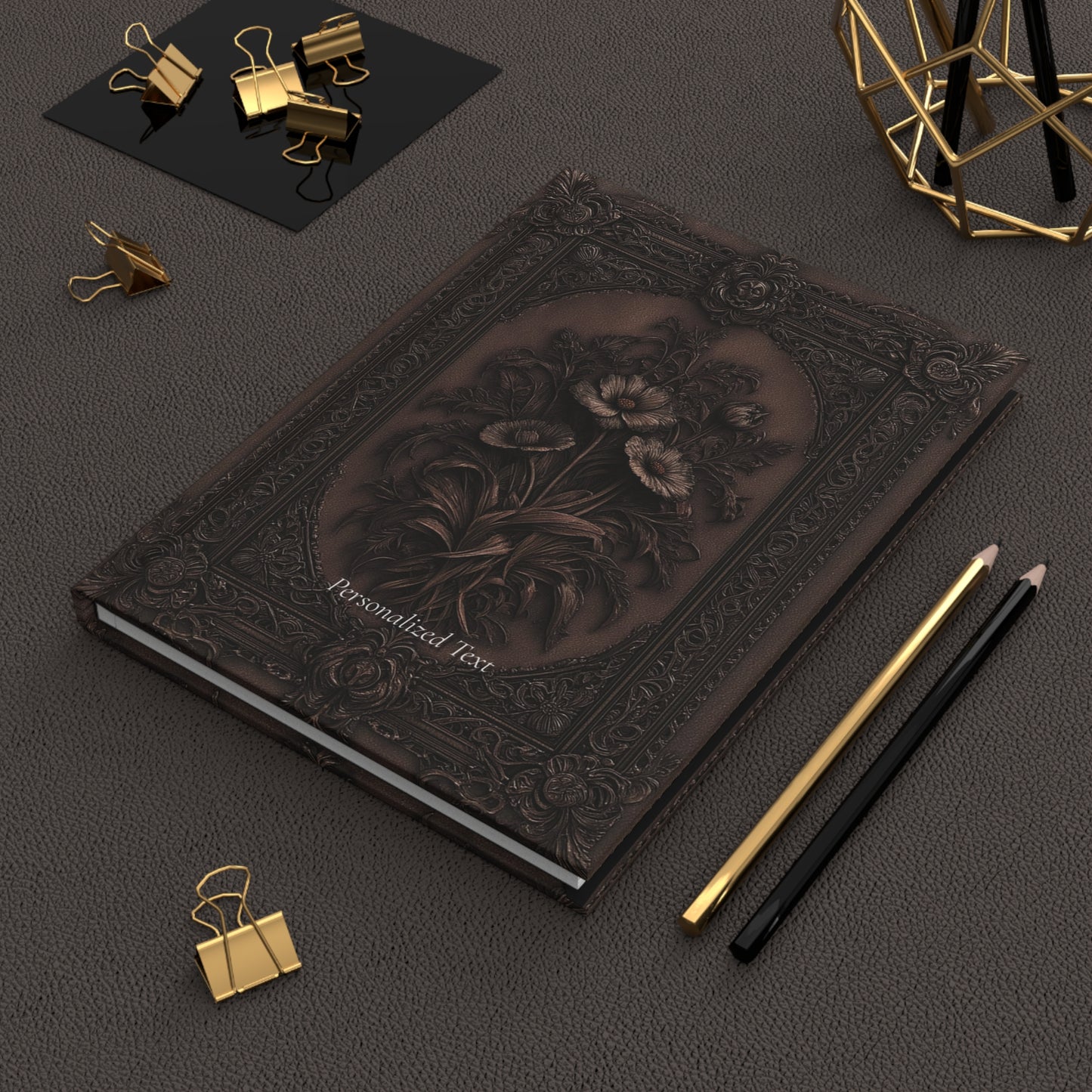 Gothic Floral Notebook – Antique Botanical Journal with Optional Personalized Text