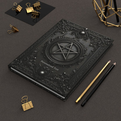 Black Pentagram Gothic Journal - Witchcraft Notebook with Optional Personalized Text
