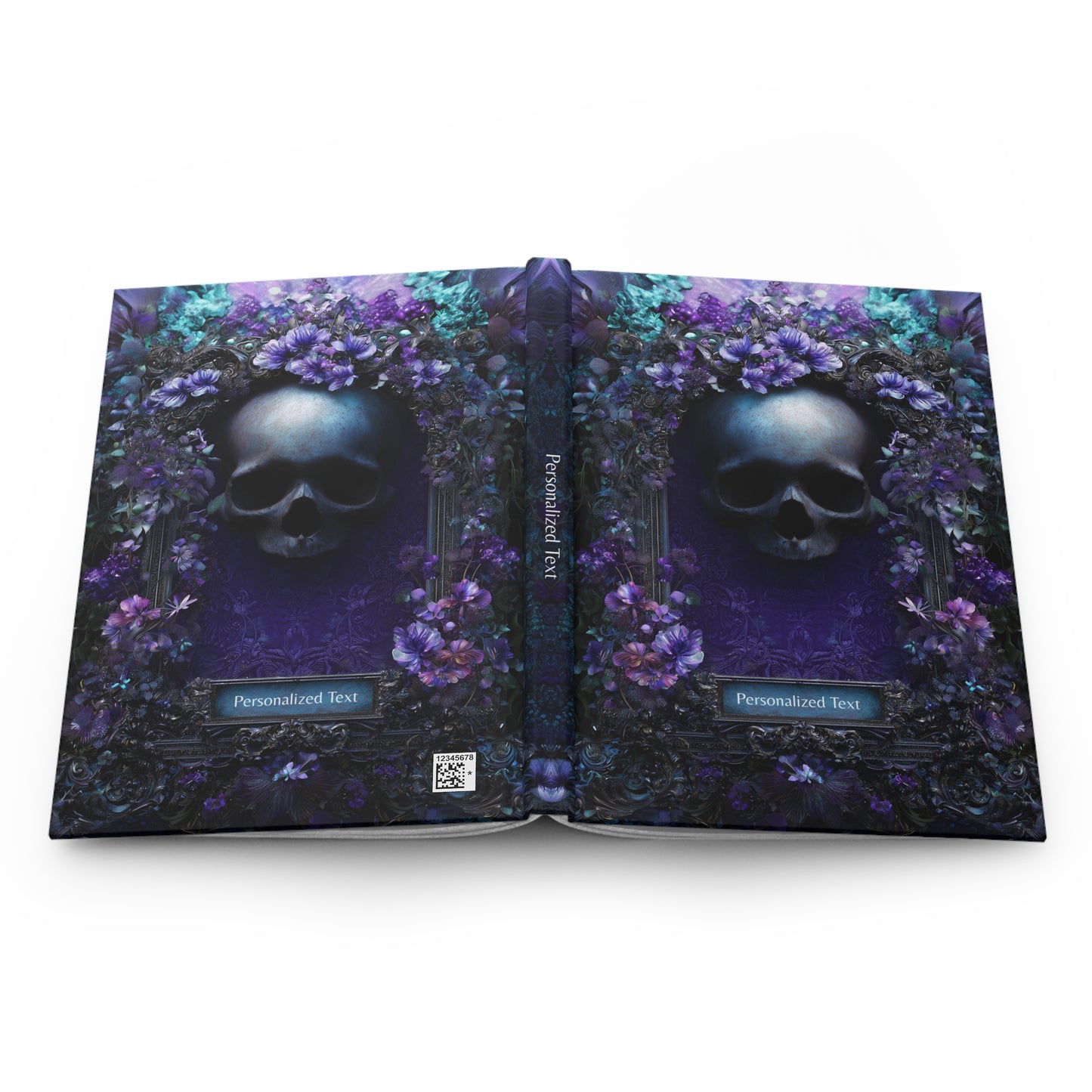 Gothic Skull & Violet Bloom Journal - Dark Floral Notebook with Optional Personalized Text