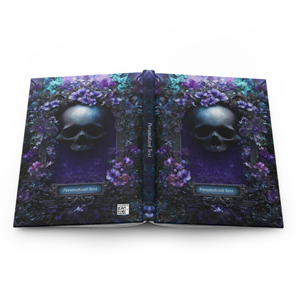 Gothic Skull & Violet Bloom Journal - Dark Floral Notebook with Optional Personalized Text