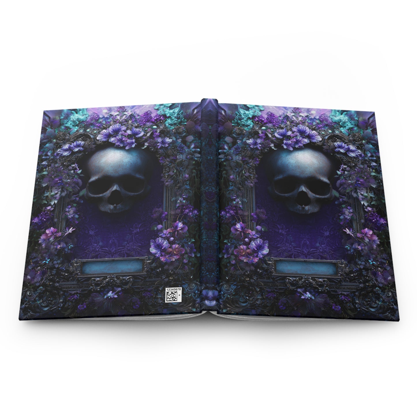 Gothic Skull & Violet Bloom Journal - Dark Floral Notebook with Optional Personalized Text