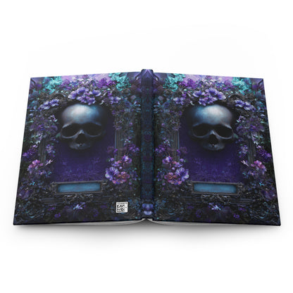 Gothic Skull & Violet Bloom Journal - Dark Floral Notebook with Optional Personalized Text