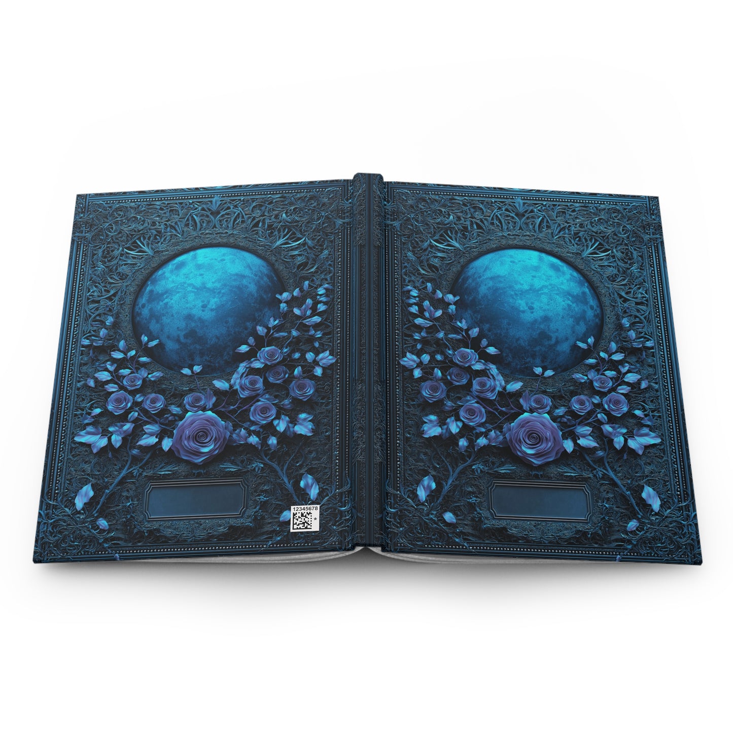 Blue Moon Gothic Roses Journal - Celestial Floral Notebook with Optional Personalized Text
