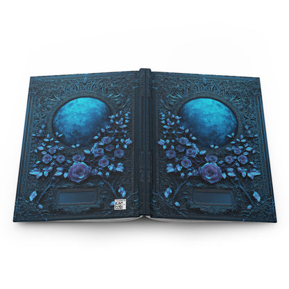 Blue Moon Gothic Roses Journal - Celestial Floral Notebook with Optional Personalized Text