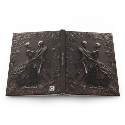 Eternal Dance of Bones Journal - Gothic Skeleton Couple Notebook with Optional Personalized Text