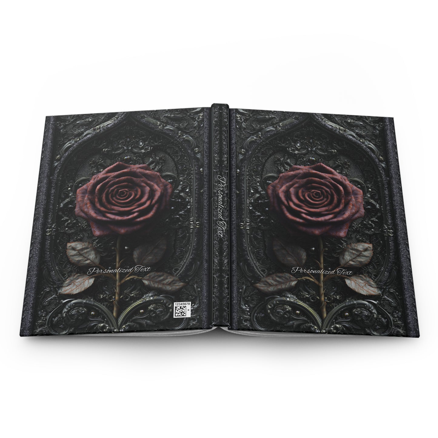 Gothic Red Rose Journal – Dark Romantic Floral Notebook with Optional Personalized Text