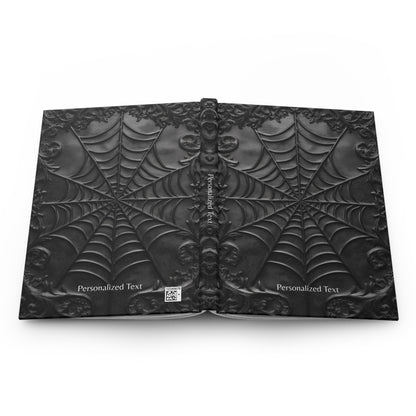 Gothic Spiderweb Journal – Dark Aesthetic Notebook with Ornate Black Web Design & Optional Personalized Text