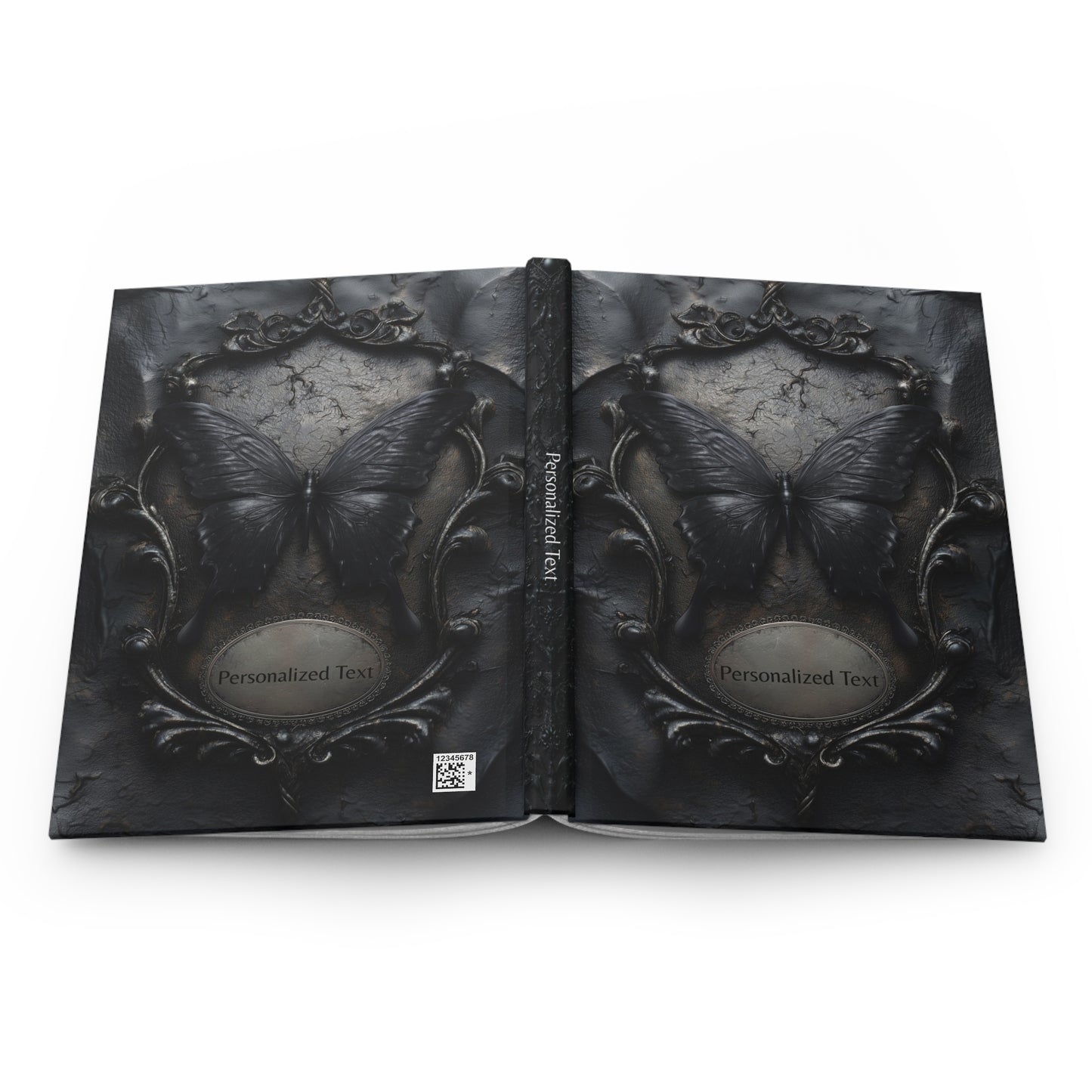 Gothic Black Butterfly Journal – Dark Fantasy Notebook with Optional Personalized Text