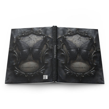 Gothic Black Butterfly Journal – Dark Fantasy Notebook with Optional Personalized Text