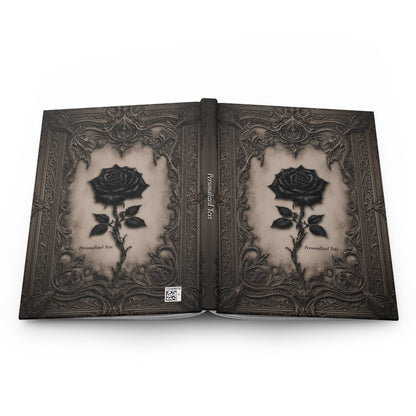 Gothic Black Rose Journal – Ornate Antique Notebook with Optional Personalized Text