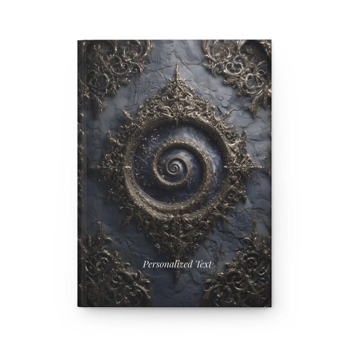 Cosmic Spiral Gothic Journal – Personalized Hardcover Notebook with Optional Custom Text