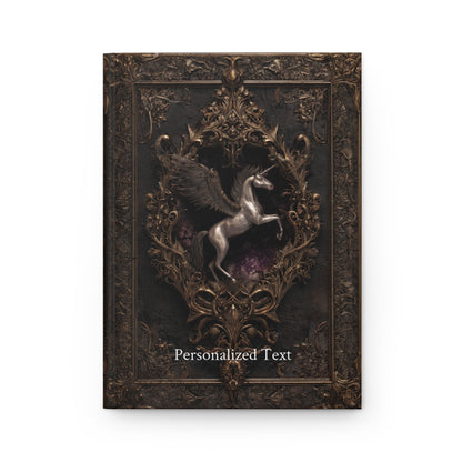 Gothic Pegasus Notebook - Fantasy Hardcover Journal with Optional Personalized Text