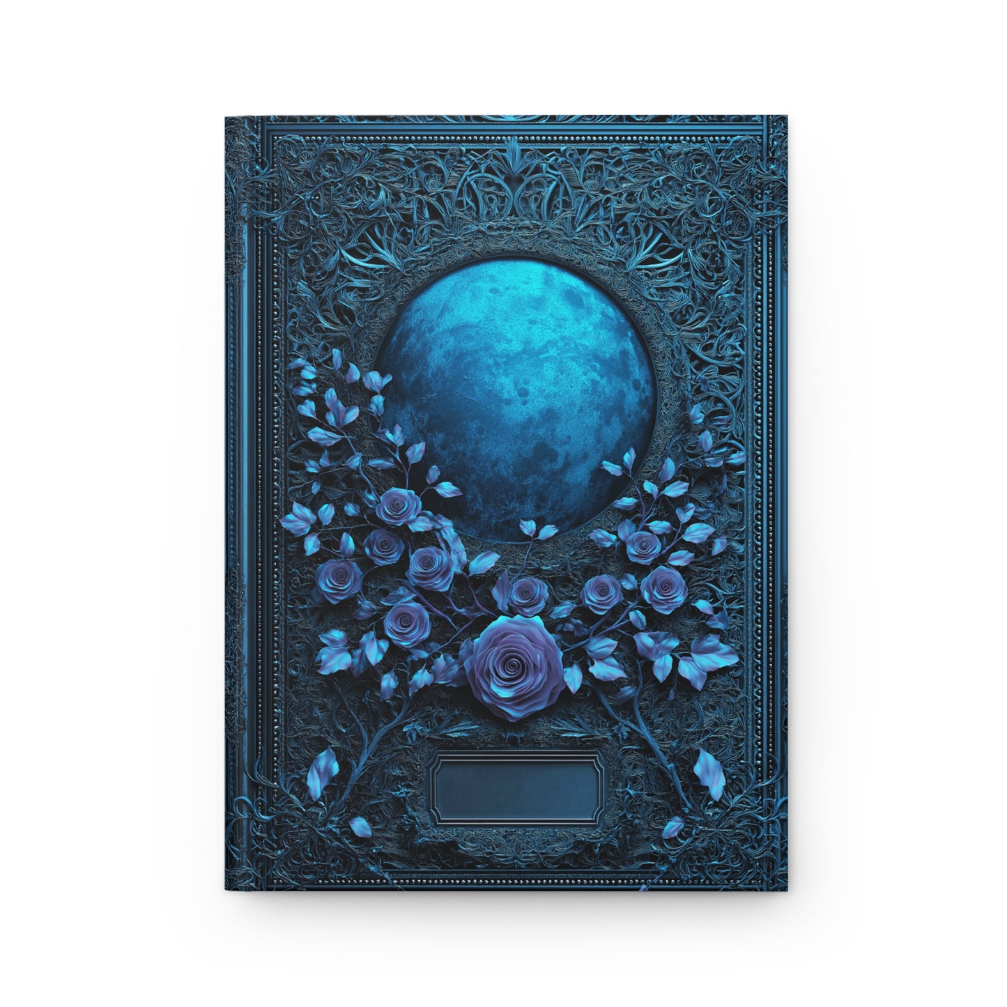Blue Moon Gothic Roses Journal - Celestial Floral Notebook with Optional Personalized Text