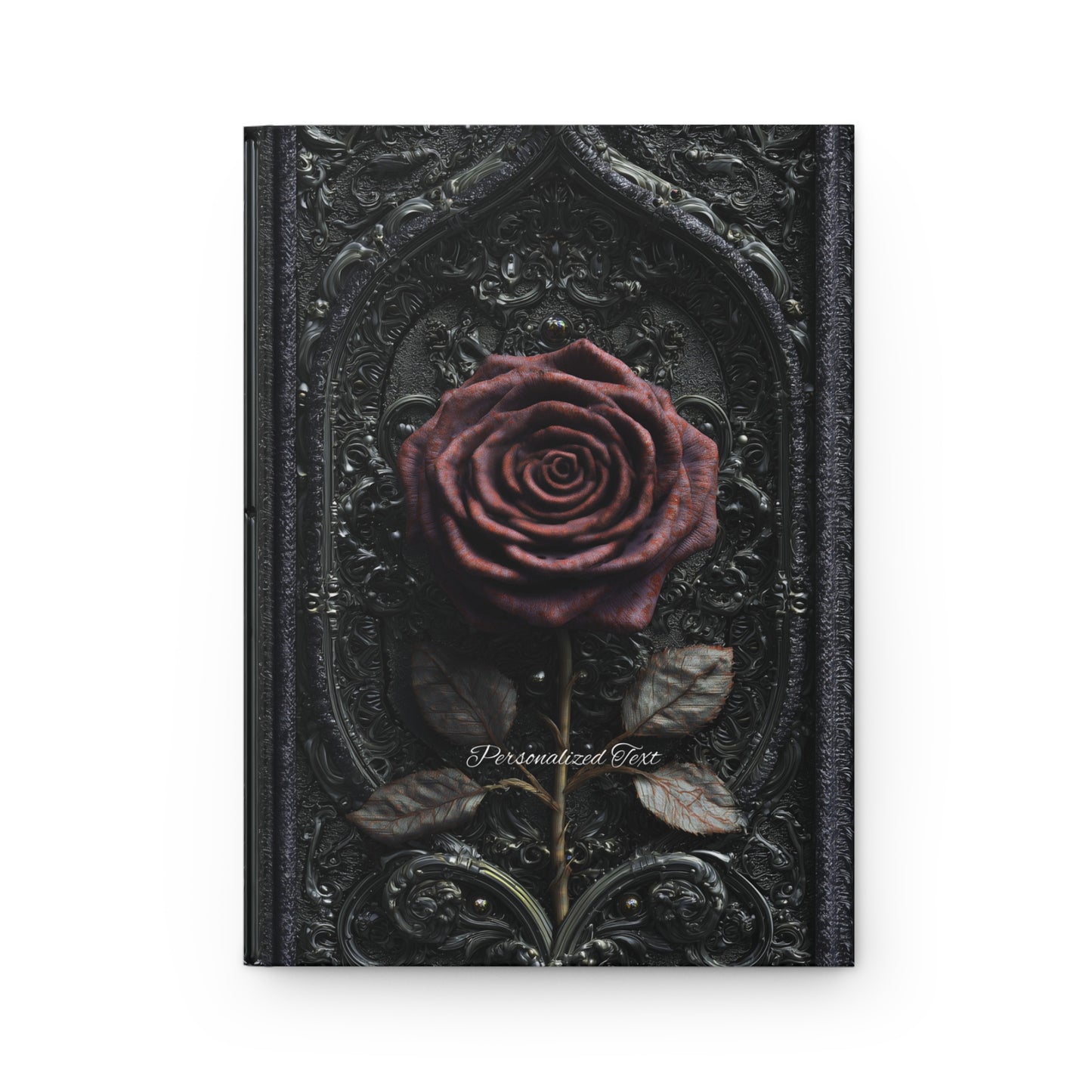 Gothic Red Rose Journal – Dark Romantic Floral Notebook with Optional Personalized Text