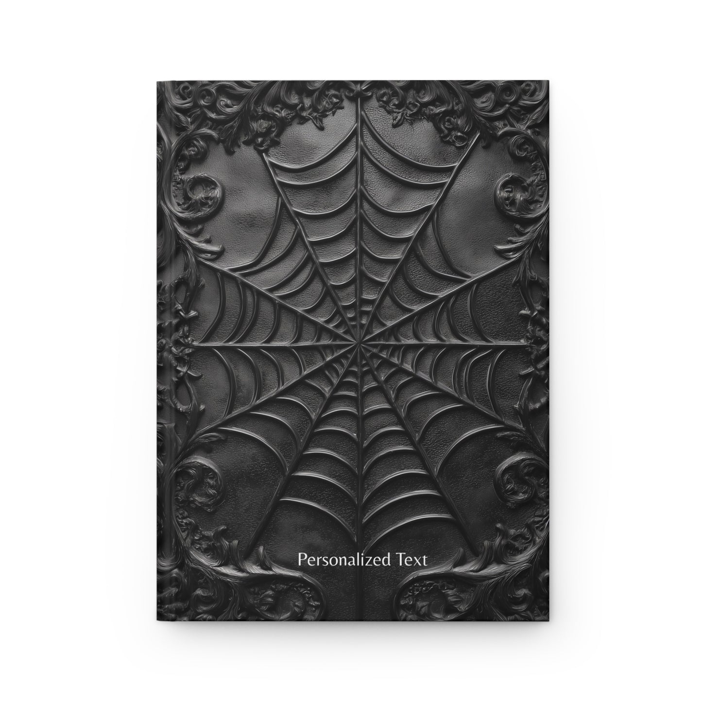 Gothic Spiderweb Journal – Dark Aesthetic Notebook with Ornate Black Web Design & Optional Personalized Text