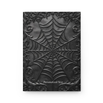 Gothic Spiderweb Journal – Dark Aesthetic Notebook with Ornate Black Web Design & Optional Personalized Text