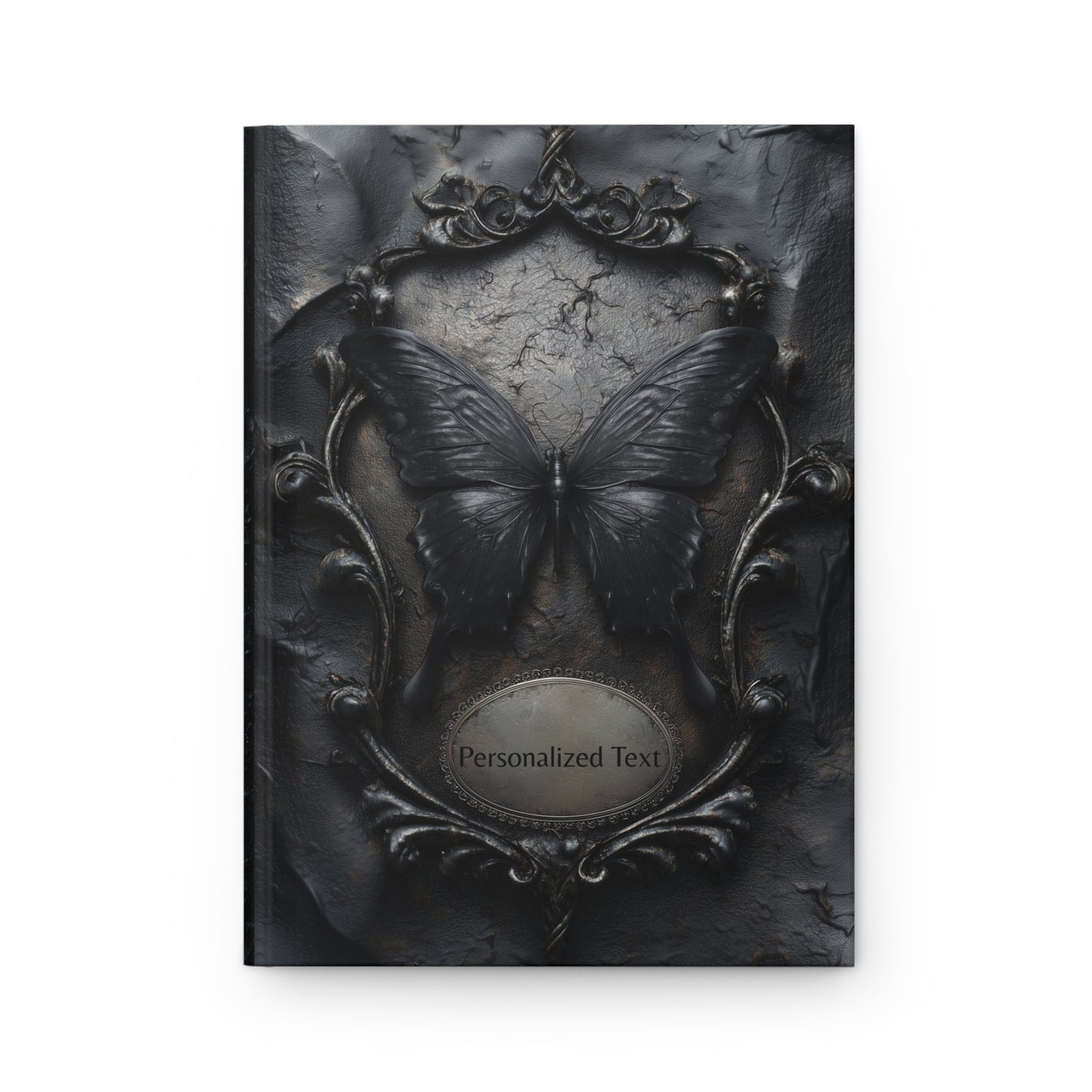 Gothic Black Butterfly Journal – Dark Fantasy Notebook with Optional Personalized Text