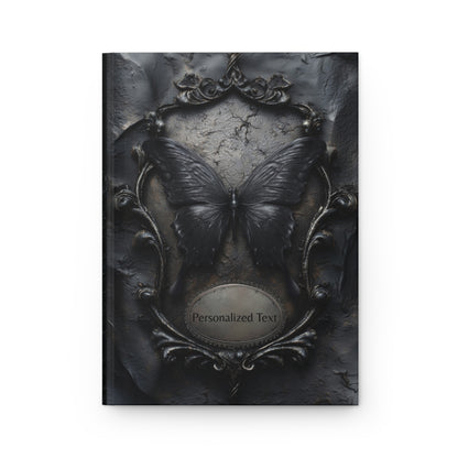 Gothic Black Butterfly Journal – Dark Fantasy Notebook with Optional Personalized Text