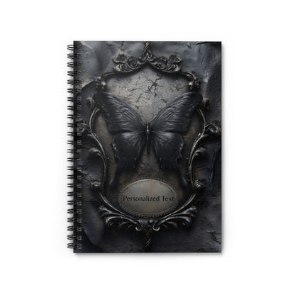 Gothic Black Butterfly Journal – Dark Fantasy Notebook with Optional Personalized Text