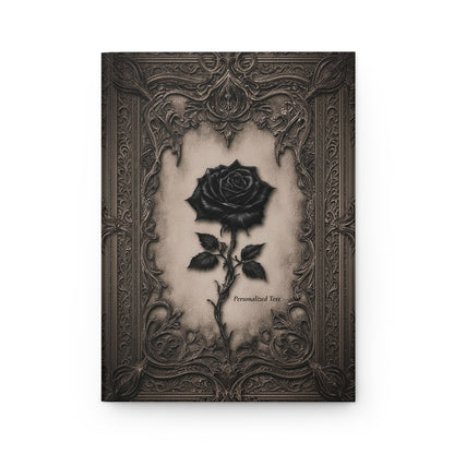Gothic Black Rose Journal – Ornate Antique Notebook with Optional Personalized Text