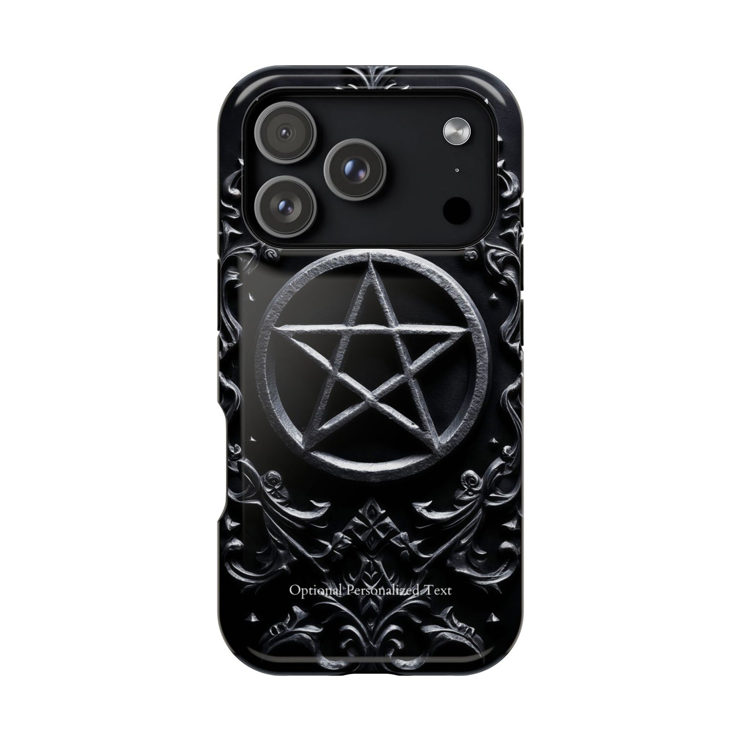 Gothic Pentagram Phone Case – Occult Symbol Design with Optional Personalized Text (MATTE VERSION)
