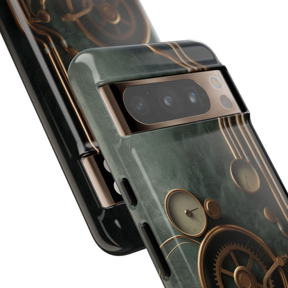 Steampunk Gear Phone Case – Vintage Clockwork Industrial Design with Optional Personalized Text