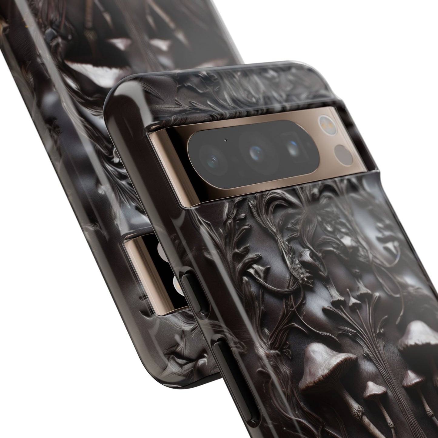 Dark Mushroom Phone Case – Gothic Forest Fungi Design with Optional Personalized Text, Naturecore Aesthetic Cover