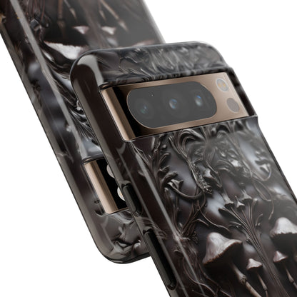 Dark Mushroom Phone Case – Gothic Forest Fungi Design with Optional Personalized Text, Naturecore Aesthetic Cover