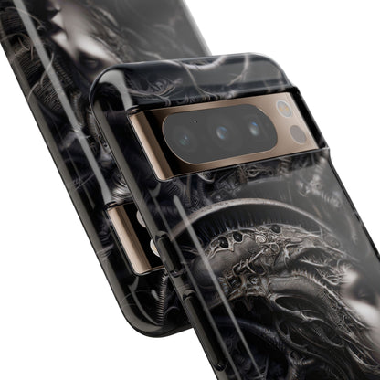 Biomechanical Gothic Phone Case – Dark Sci-Fi Alien Queen Portrait with Optional Personalized Text