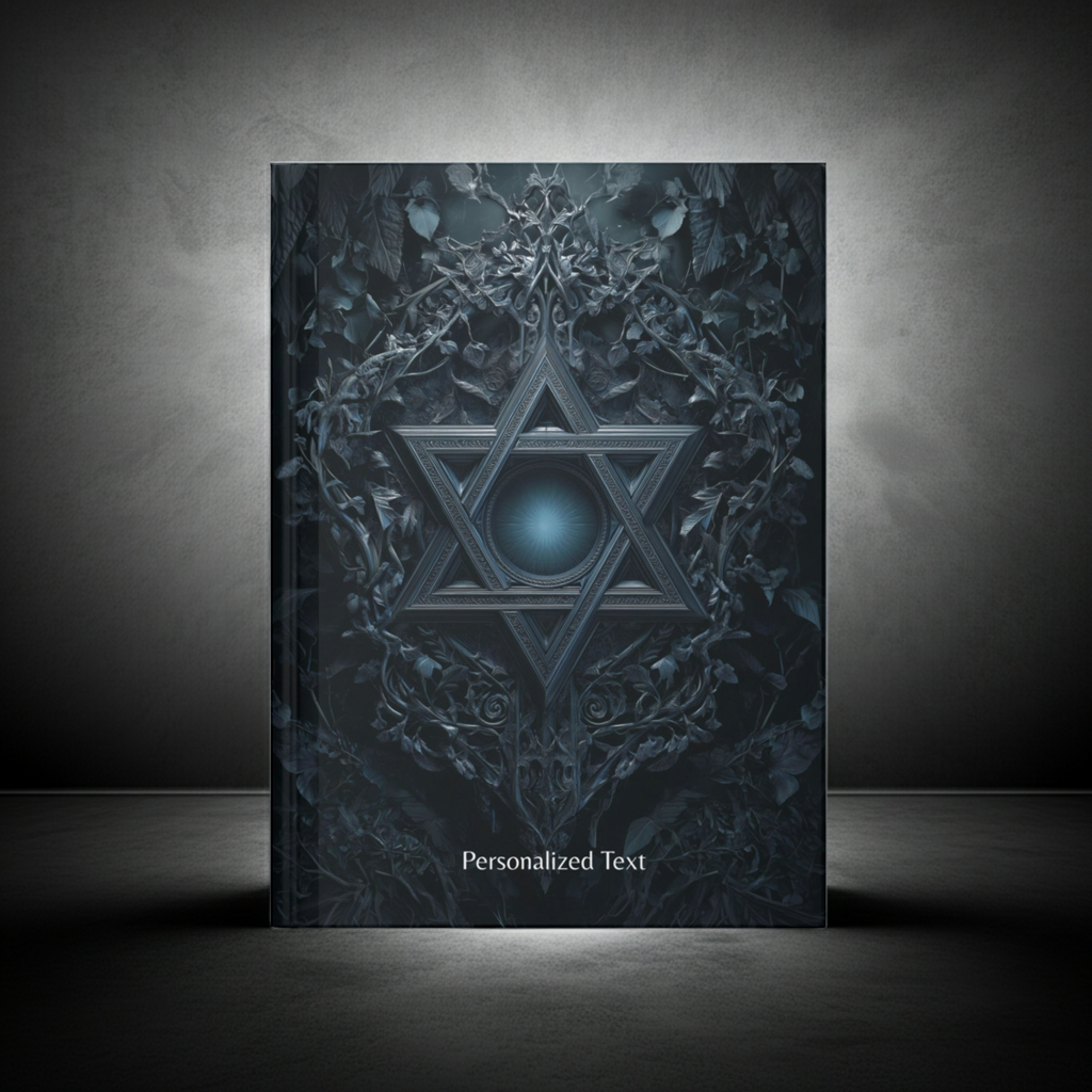 Gothic Star of David Journal, Gothic Mystical Notebook, Dark Esoteric Grimoire, Personalized Hardcover & Spiral Journal