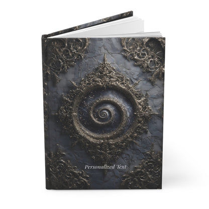 Cosmic Spiral Gothic Journal – Personalized Hardcover Notebook with Optional Custom Text