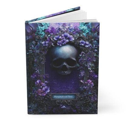 Gothic Skull & Violet Bloom Journal - Dark Floral Notebook with Optional Personalized Text