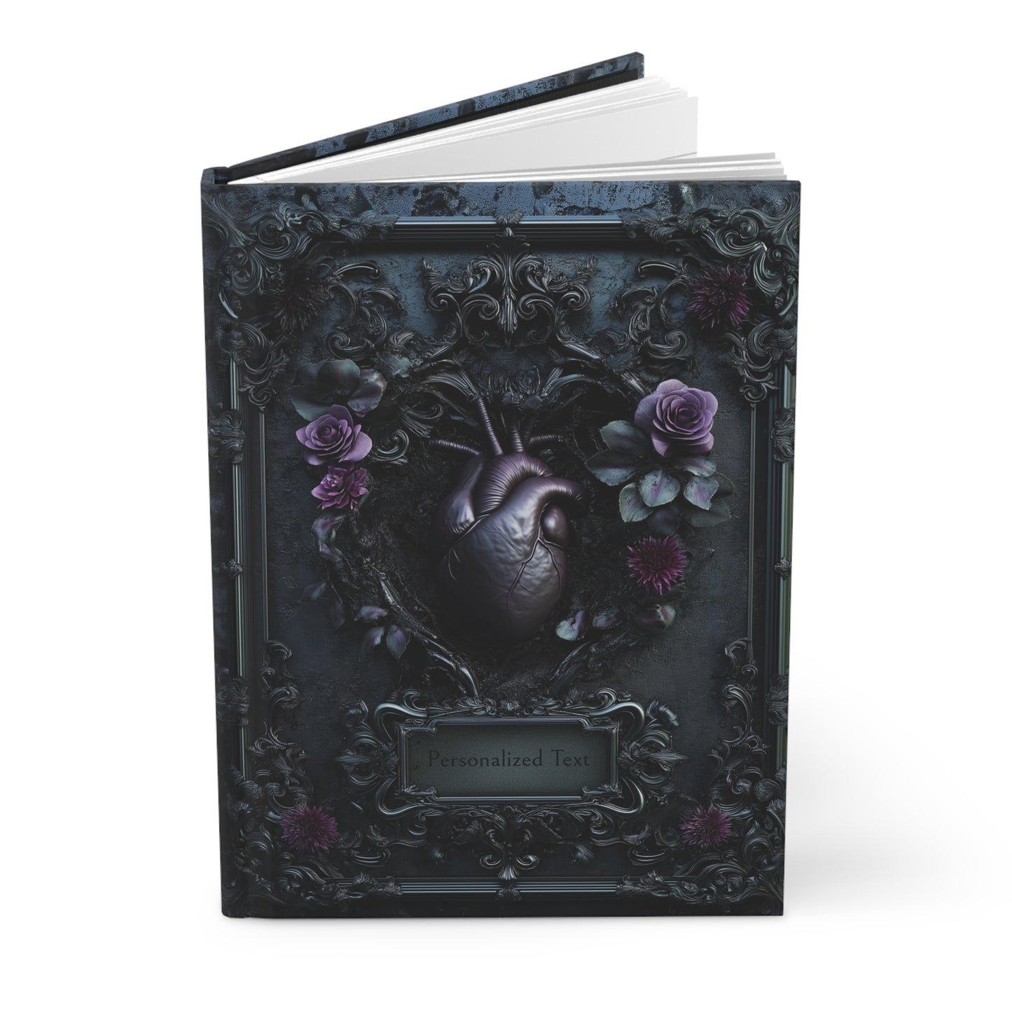 Gothic Heart & Roses Journal - Dark Anatomical Notebook with Optional Personalized Text