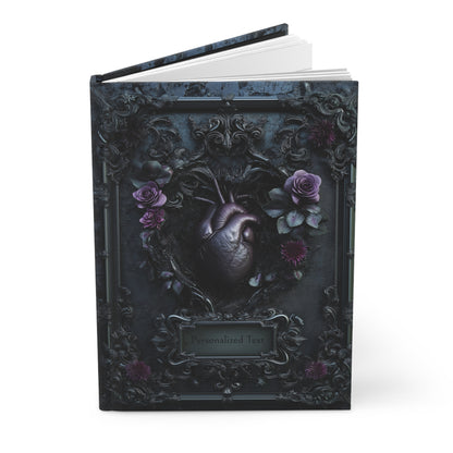 Gothic Heart & Roses Journal - Dark Anatomical Notebook with Optional Personalized Text