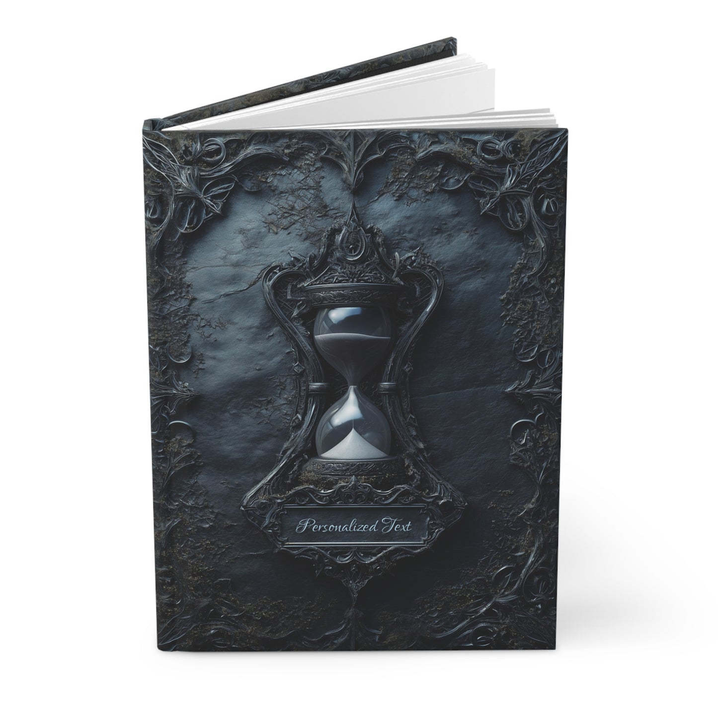Gothic Hourglass Journal - Dark Timekeeper Notebook with Optional Personalized Text