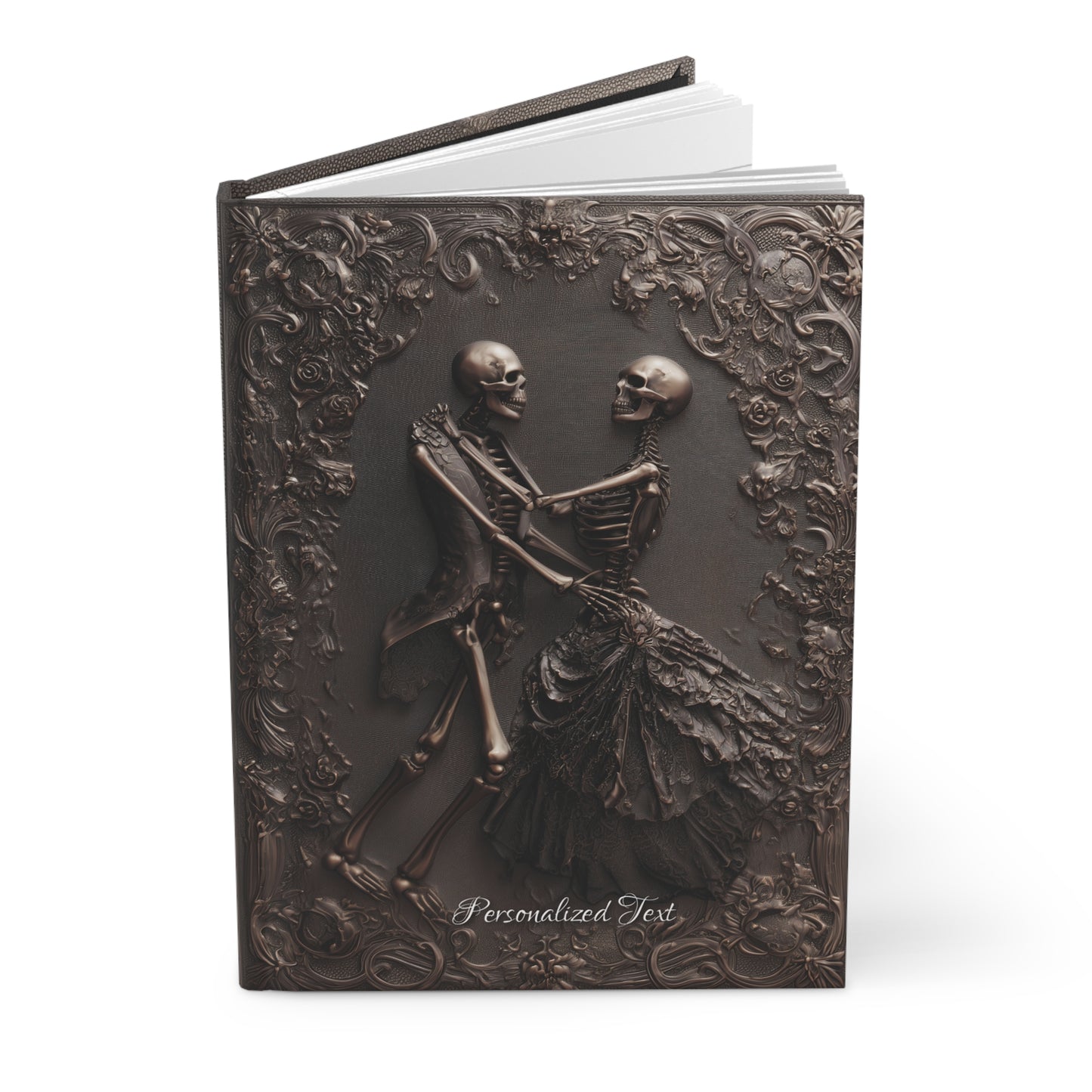 Eternal Dance of Bones Journal - Gothic Skeleton Couple Notebook with Optional Personalized Text