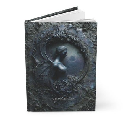 Dark Fairy Moon Journal – Gothic Celestial Fantasy Notebook with Optional Personalized Text