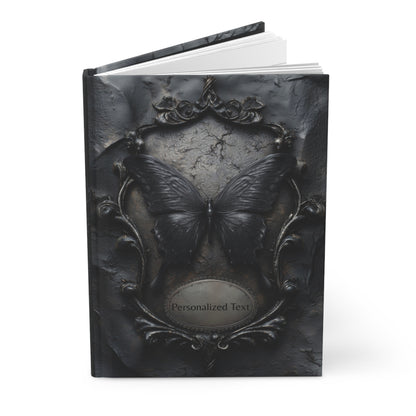 Gothic Black Butterfly Journal – Dark Fantasy Notebook with Optional Personalized Text