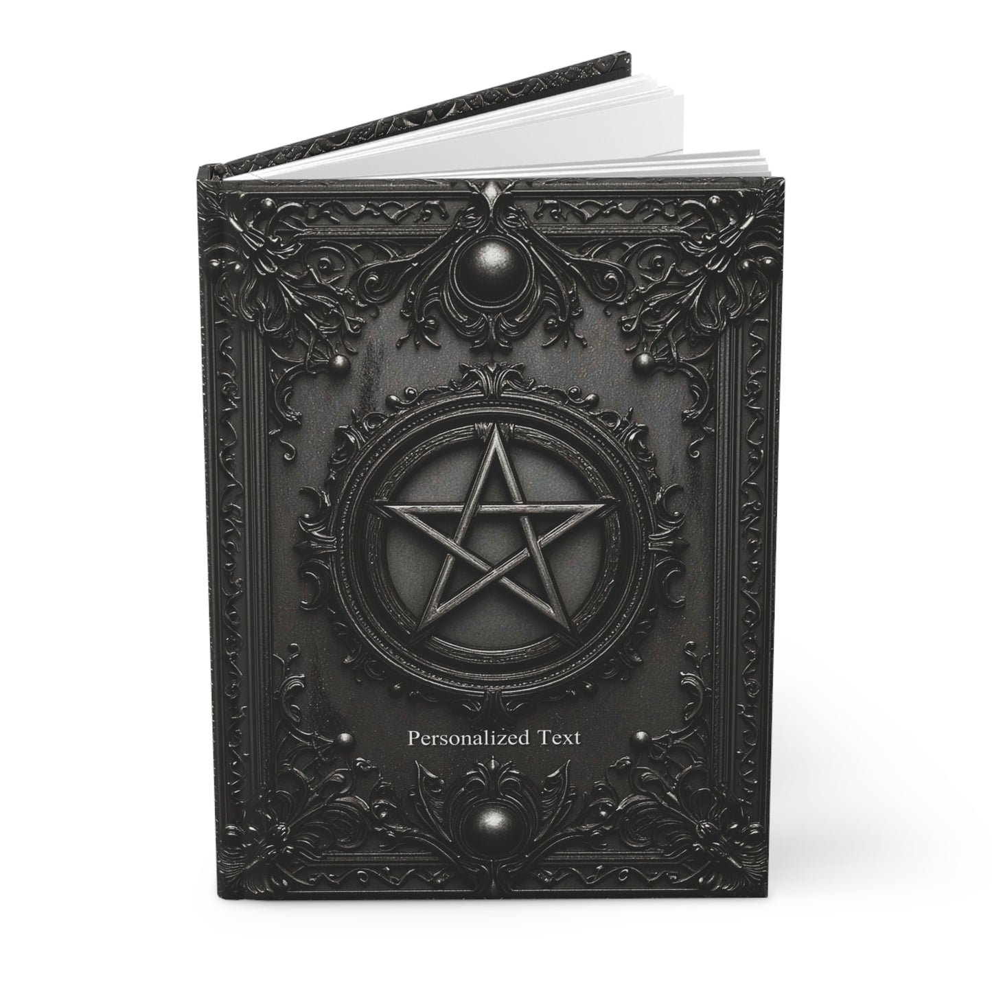 Black Pentagram Gothic Journal - Witchcraft Notebook with Optional Personalized Text