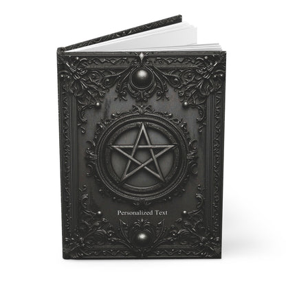 Black Pentagram Gothic Journal - Witchcraft Notebook with Optional Personalized Text