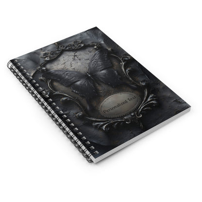 Gothic Black Butterfly Journal – Dark Fantasy Notebook with Optional Personalized Text