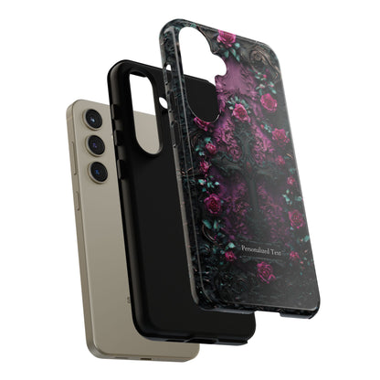 Gothic Rose Cross Phone Case - Dark Floral Baroque Design with Personalization Option (MATTE FINISH)