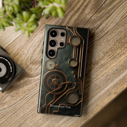 Steampunk Gear Phone Case – Vintage Clockwork Industrial Design with Optional Personalized Text