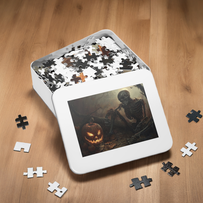 Spooky Skeleton and Jack-o'-Lantern Halloween Jigsaw Puzzle - 110, 252, 500-Piece Versions