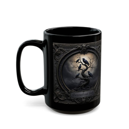 Personalized Gothic Raven Mug – Dark Aesthetic Ceramic Coffee Cup
