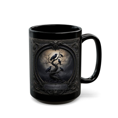 Personalized Gothic Raven Mug – Dark Aesthetic Ceramic Coffee Cup