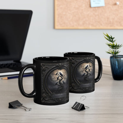 Personalized Gothic Raven Mug – Dark Aesthetic Ceramic Coffee Cup