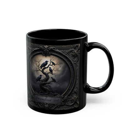 Personalized Gothic Raven Mug – Dark Aesthetic Ceramic Coffee Cup