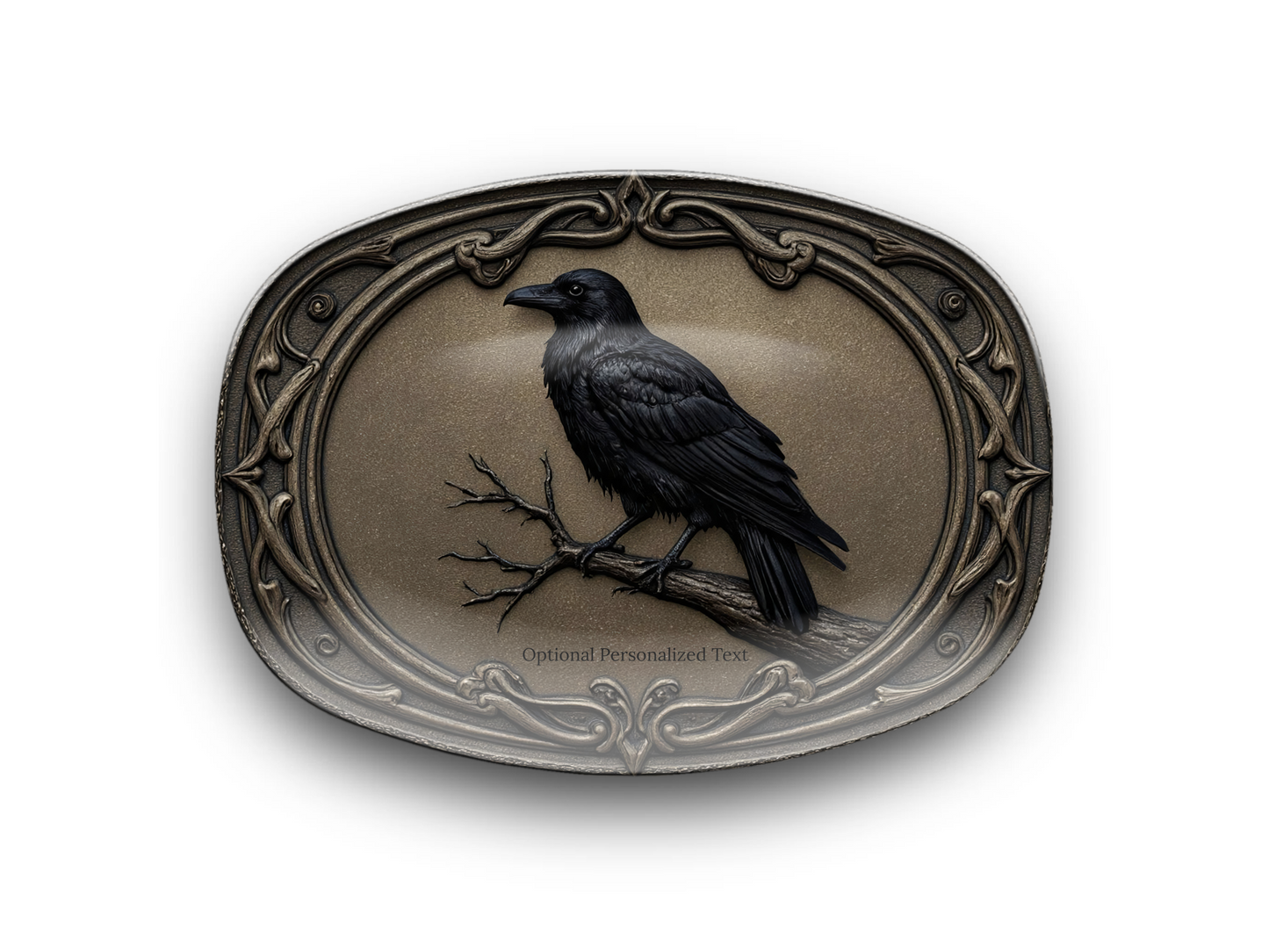 Gothic Raven Oval Platter - Vintage Crow Art Tray with Optional Personalization